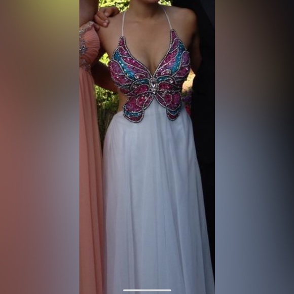 white christmas dresses Primavera Couture 3910 - Butterfly Beaded Sheath Prom Gown 000 / Lilac main image 1
